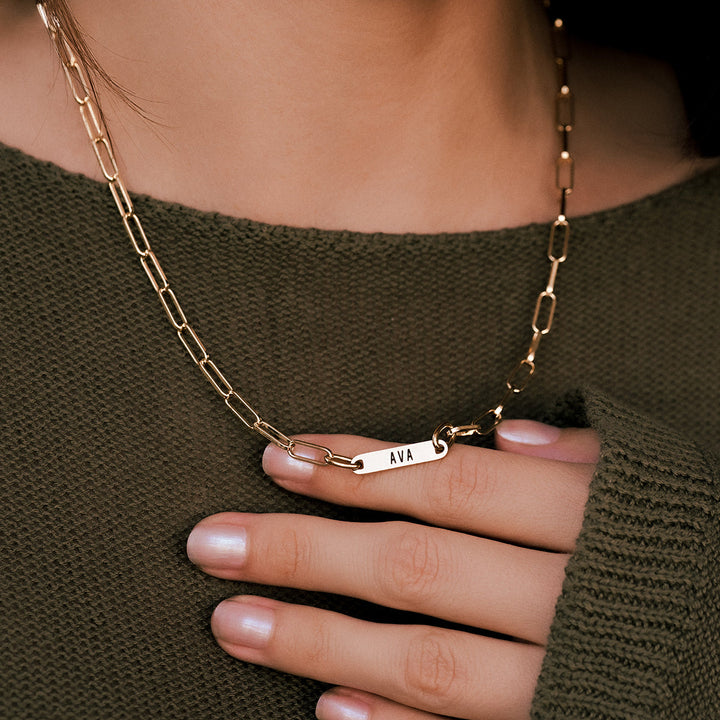 Paperclip Necklace With Personalized Names
