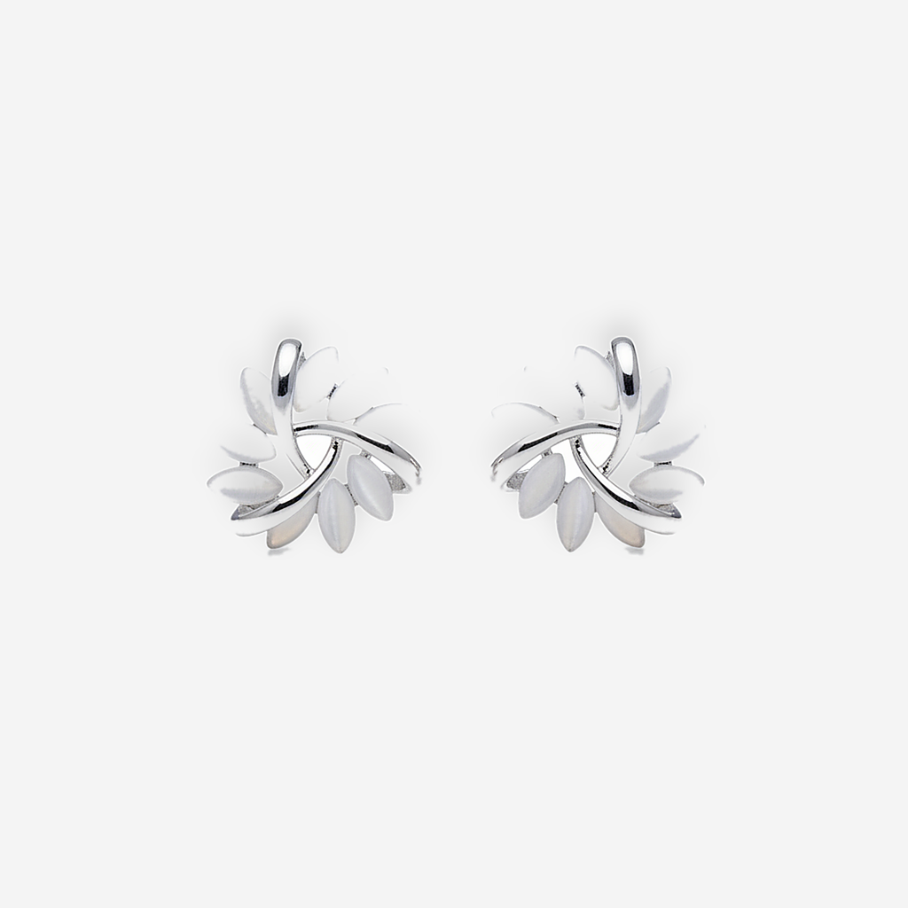 Opal Petal Silver Earrings