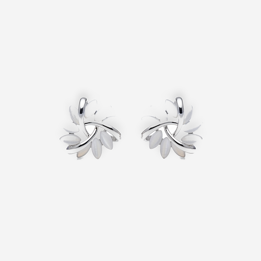 Opal Petal Silver Earrings