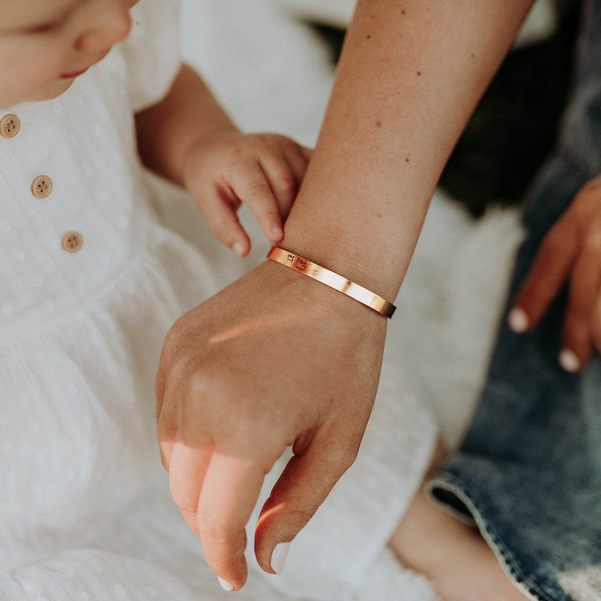 Mama Bear & Her Baby Bears Engraved Cuff Bracelet