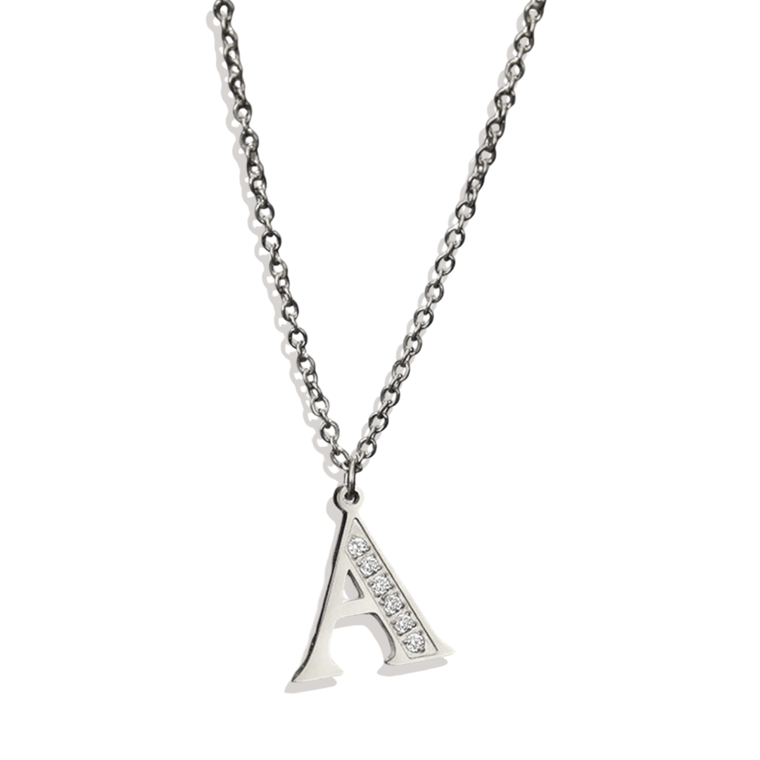 Collier Satellite Lettre avec Accent en Cristal