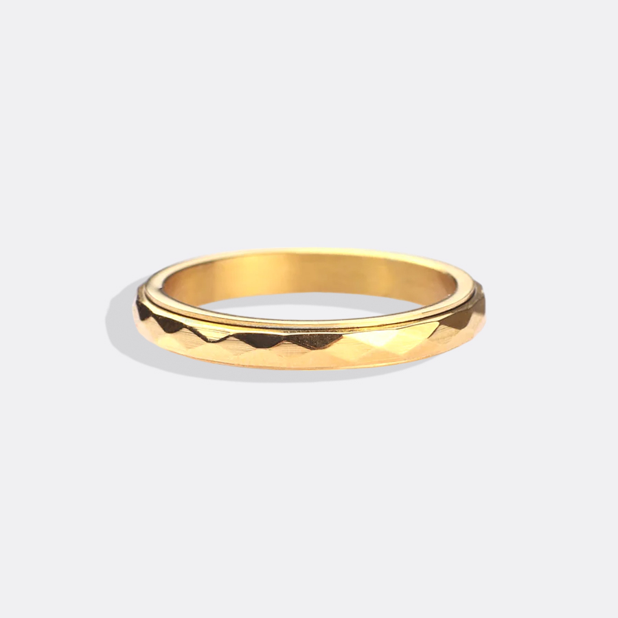 Zierlicher gehämmerter Band-Dreh-Fidget-Ring
