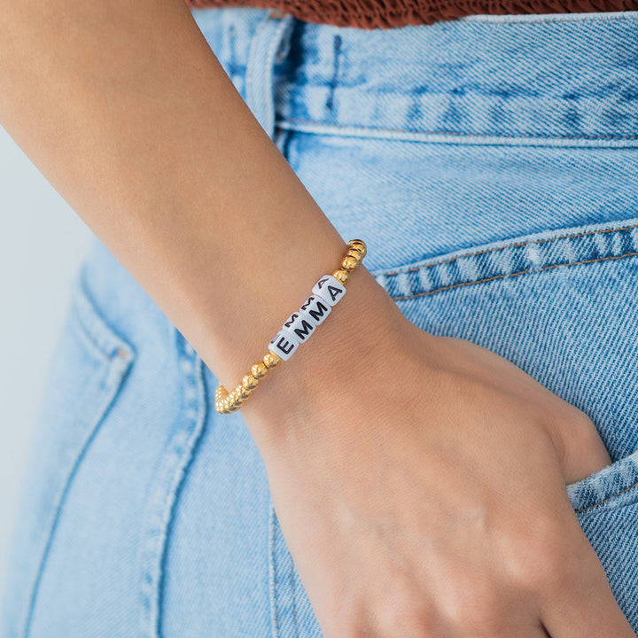 Pulseira de Amizade Personalizada à Prova de Água com Contas Douradas