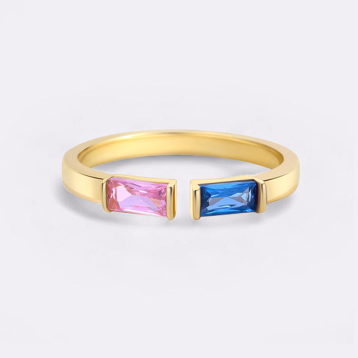 Bague double pierre de naissance ajustable