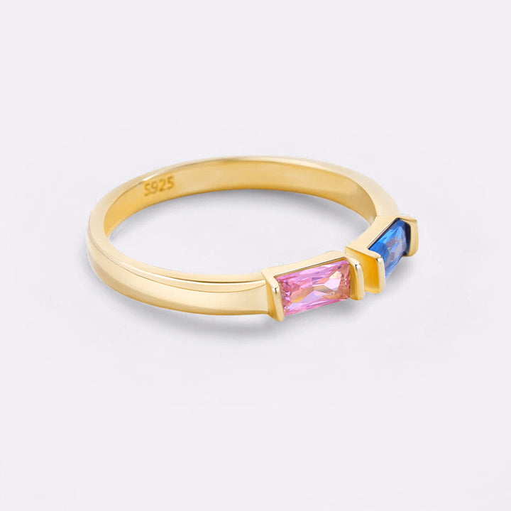 Bague double pierre de naissance ajustable