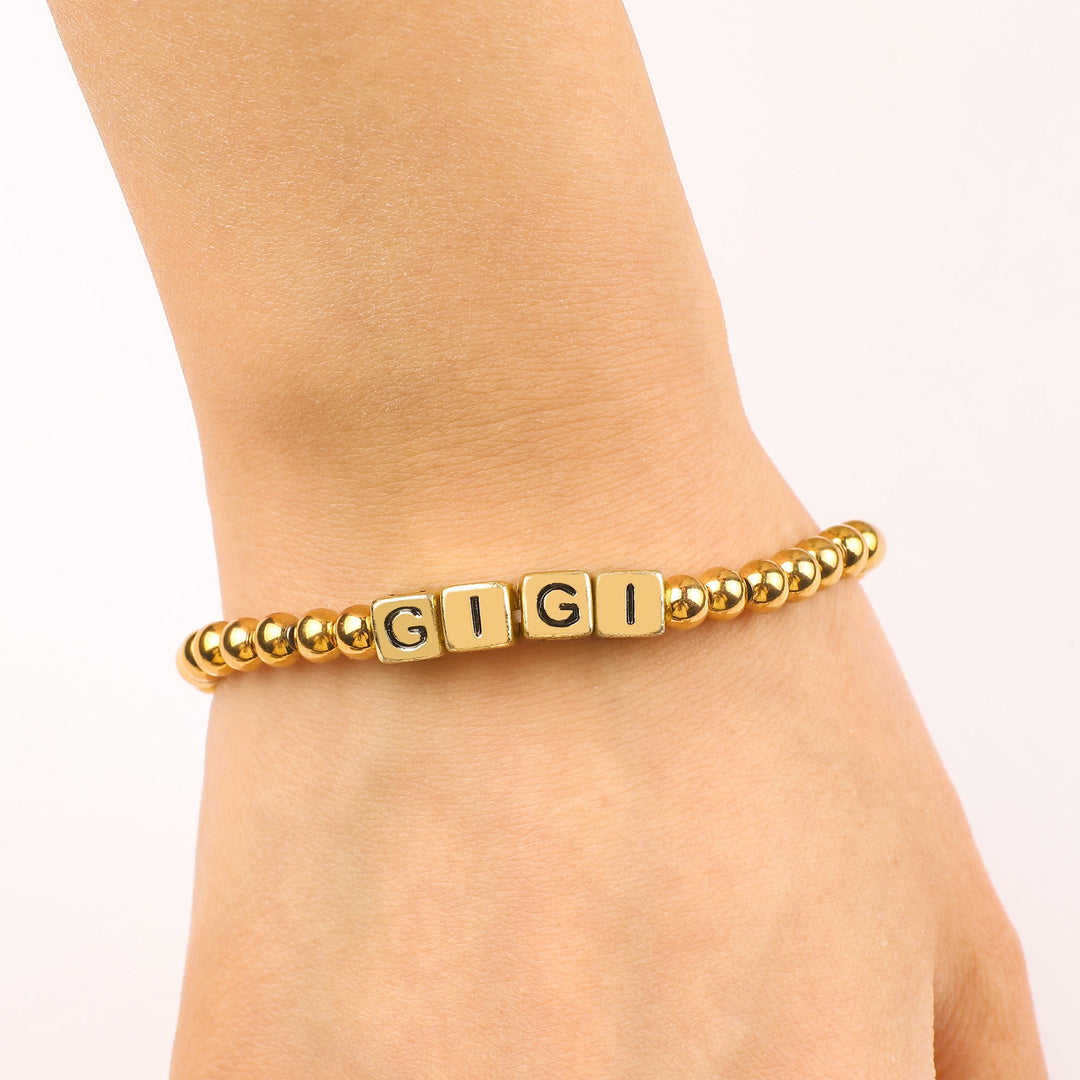 Pulseira de Amizade Personalizada à Prova de Água com Contas Douradas