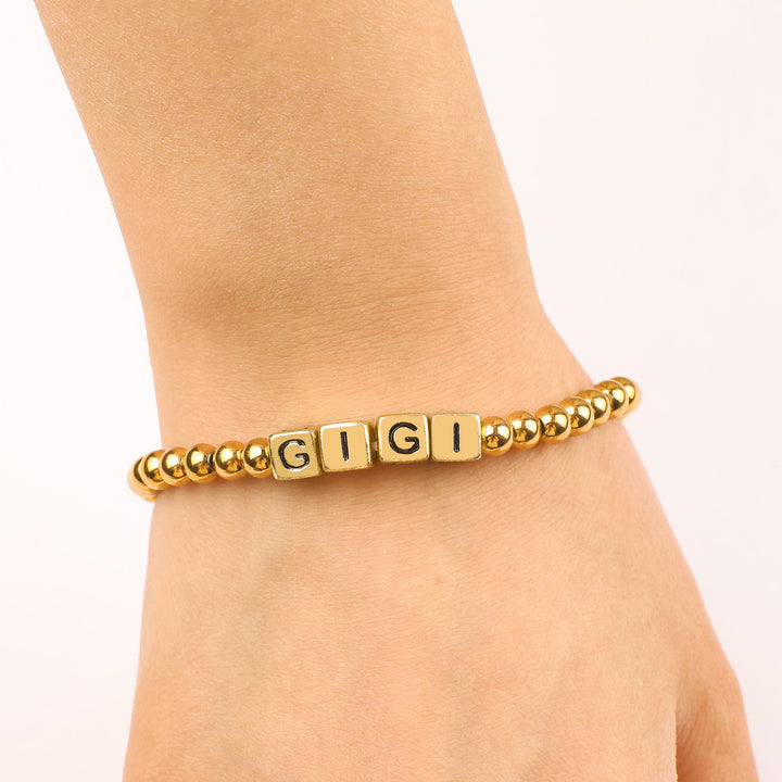 Pulseira de Amizade Personalizada à Prova de Água com Contas Douradas