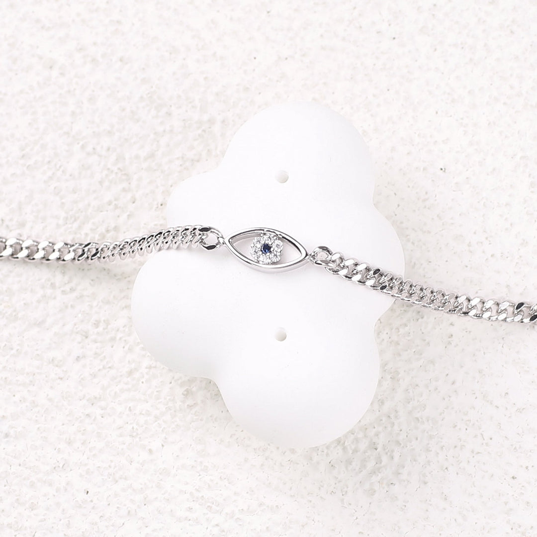 Pulsera delicada de cadena cubana con ojo turco