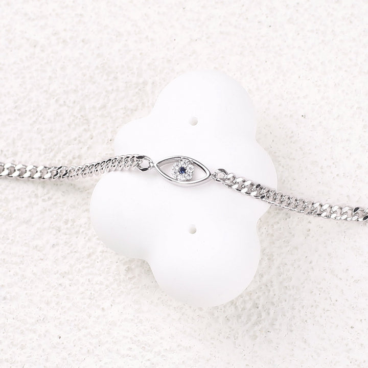 Pulsera delicada de cadena cubana con ojo turco