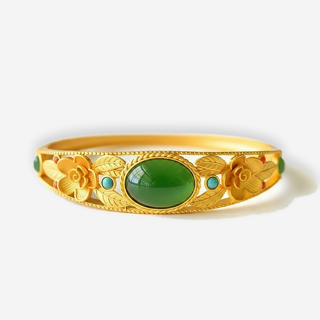 Bracciale rigido Rhea con smeraldo