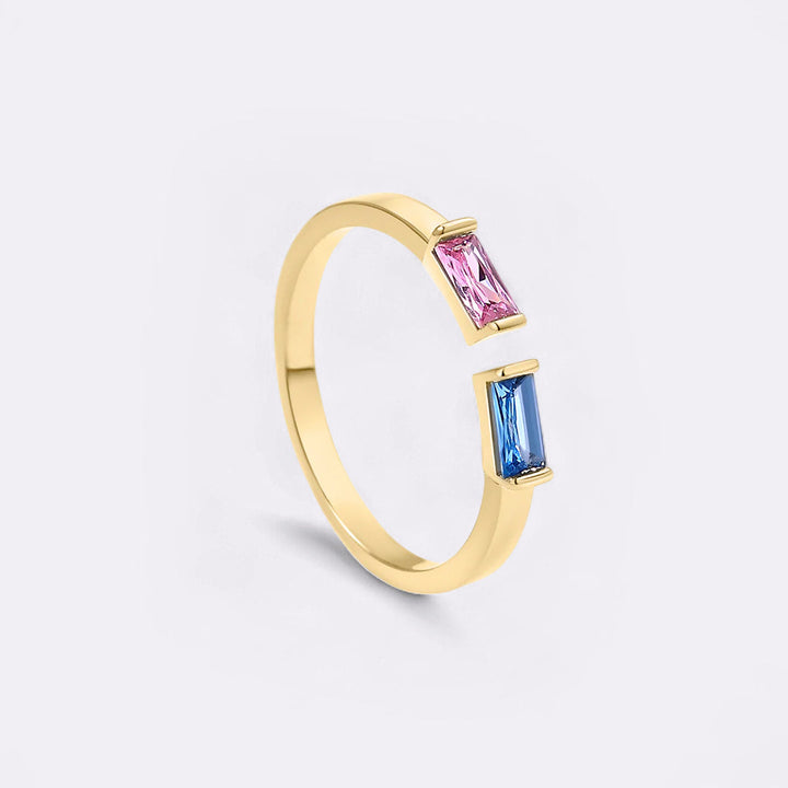 Bague double pierre de naissance ajustable