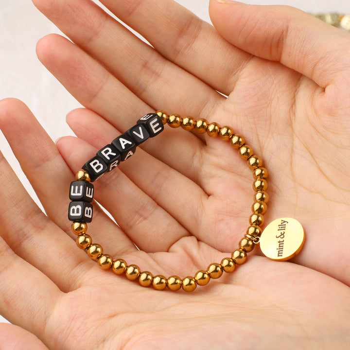 Pulseira de Amizade Personalizada à Prova de Água com Contas Douradas