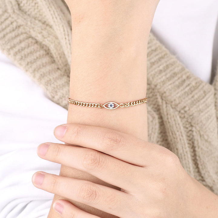 Pulsera delicada de cadena cubana con ojo turco