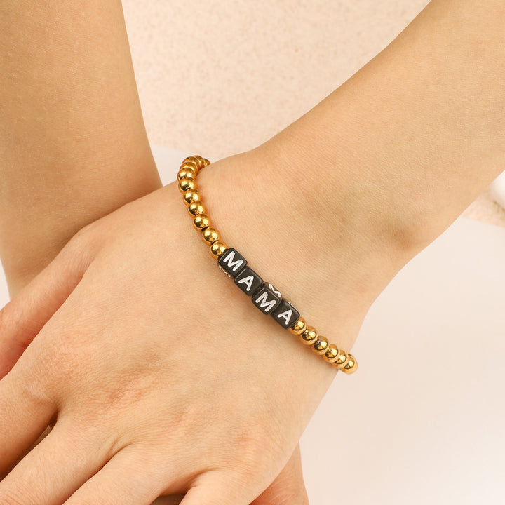 Pulseira de Amizade Personalizada à Prova de Água com Contas Douradas