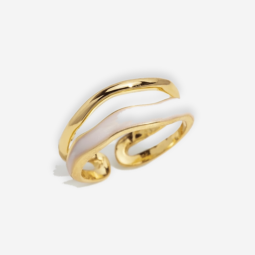 Delphine Gold & Enamel Wave Ring detail