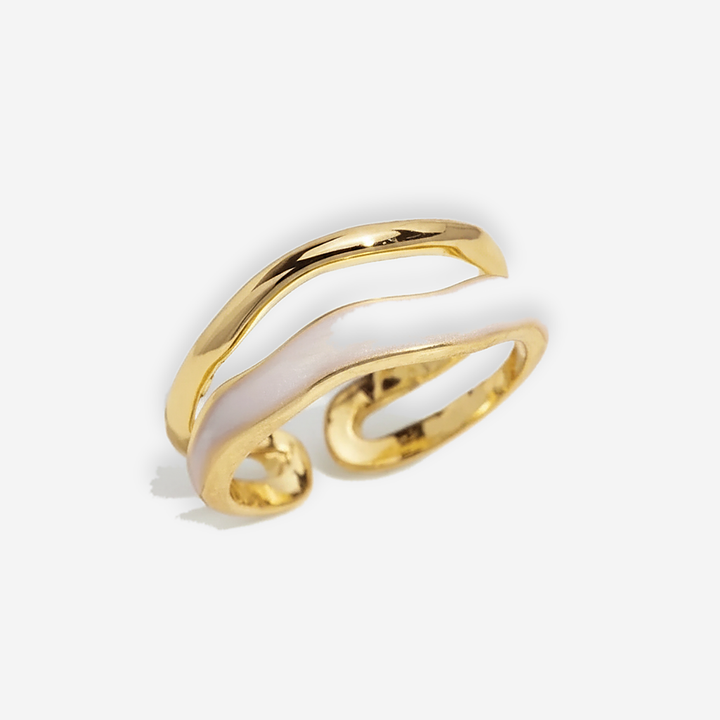Delphine Gold & Enamel Wave Ring detail