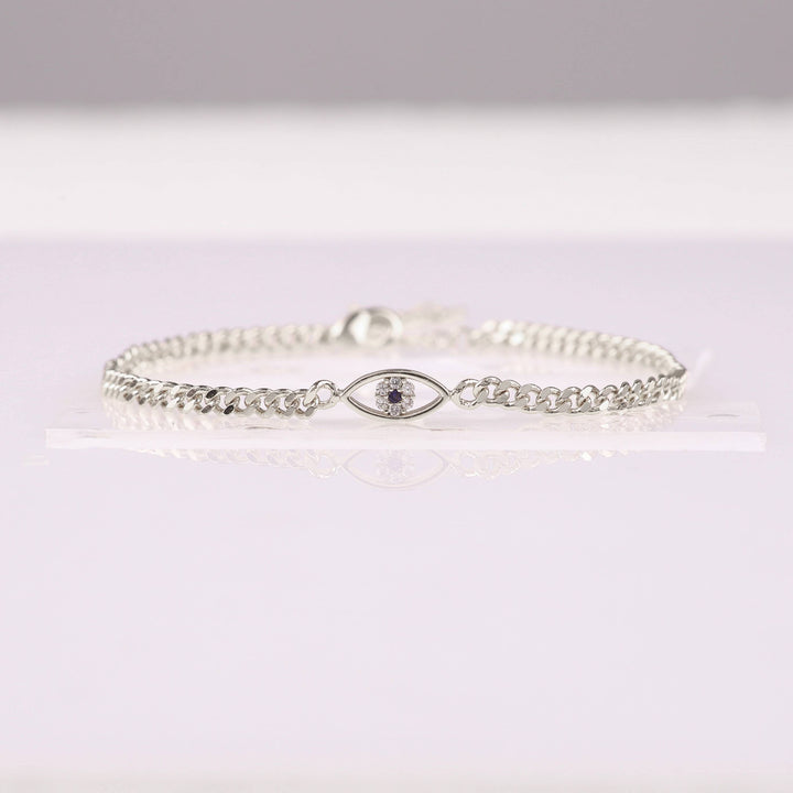 Pulsera delicada de cadena cubana con ojo turco