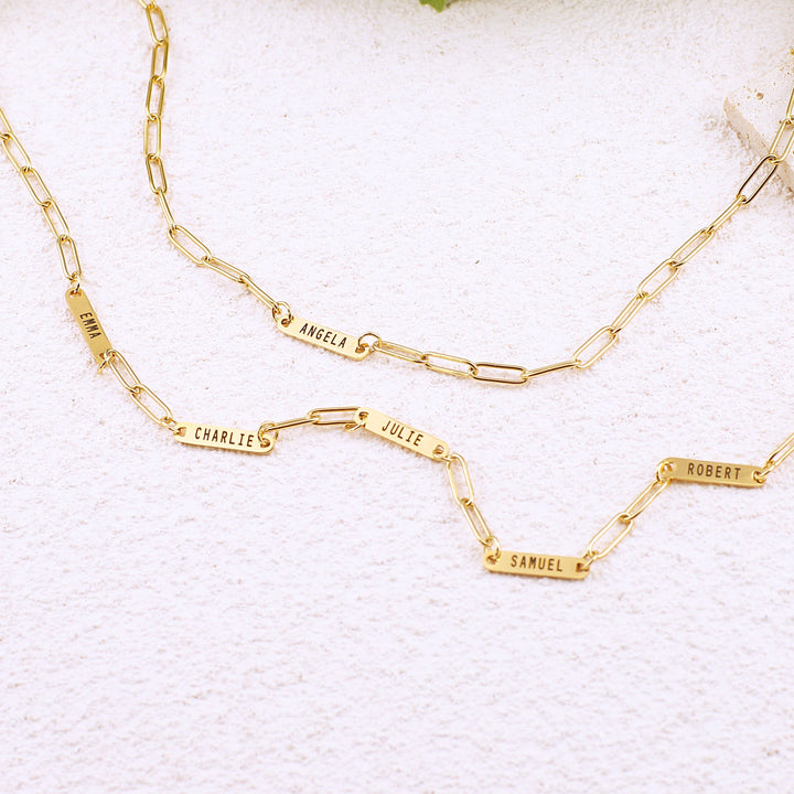Paperclip Necklace With Personalized Names