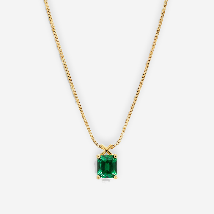 Emerald Cube Necklace