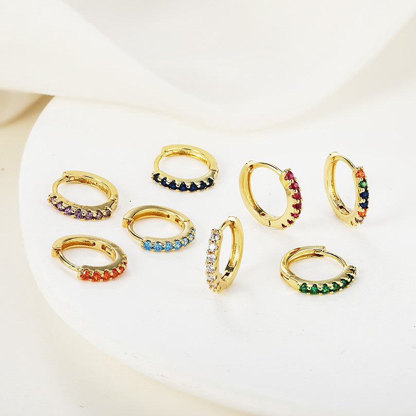 Boucles d'oreilles créoles dormeuses avec pierre précieuse