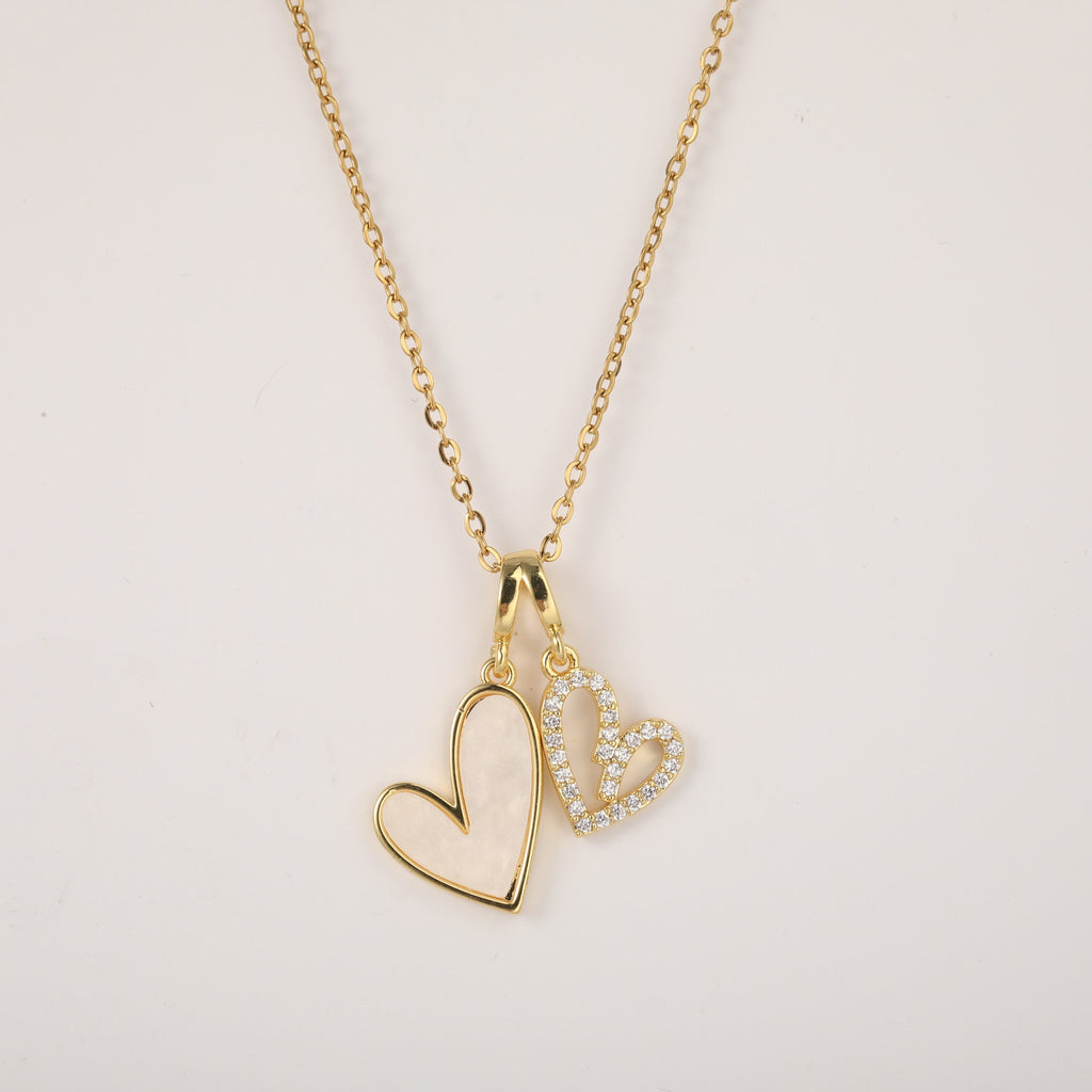 Collier Cœurs en Nacre et Pavé