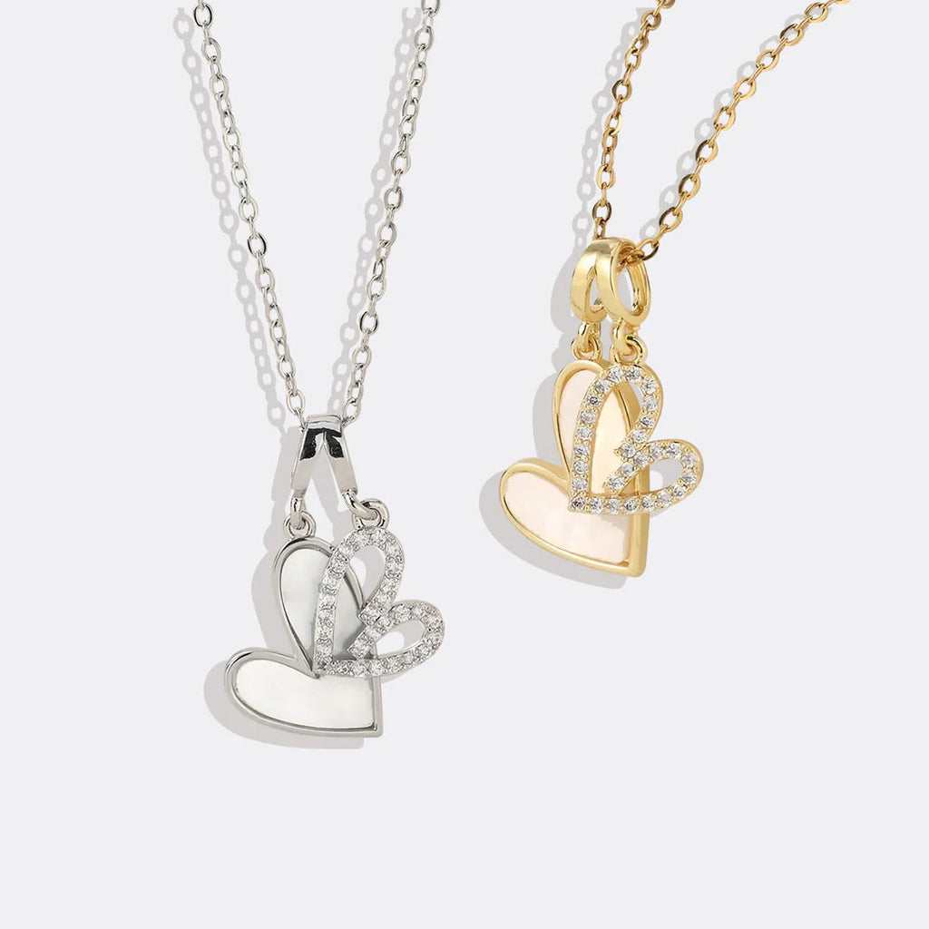 Collier Cœurs en Nacre et Pavé