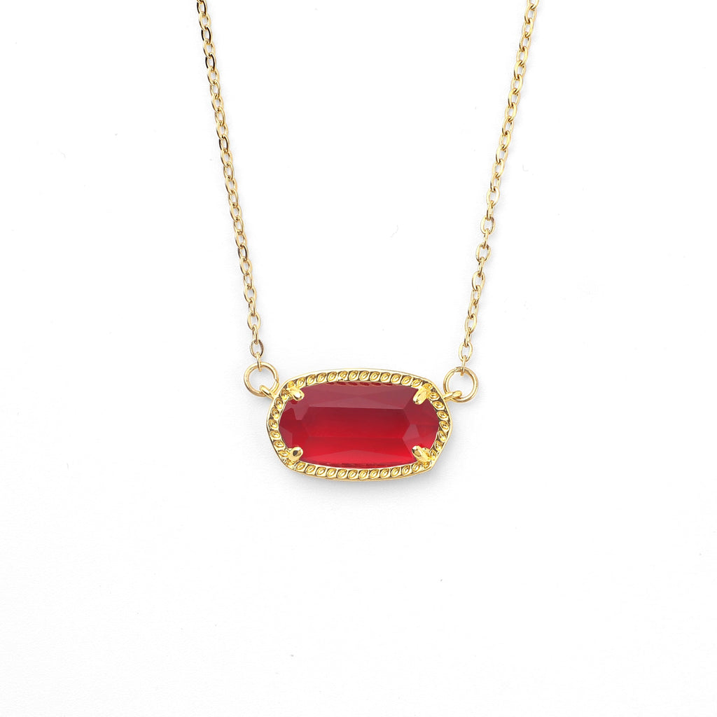 Oval Birthstone Pendant Necklace