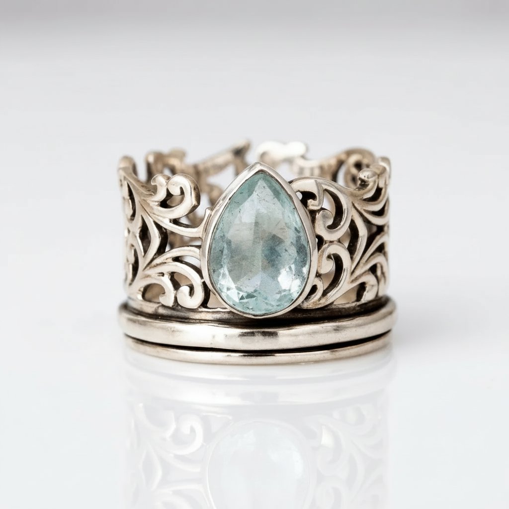 Opaalkleurige zilveren ring