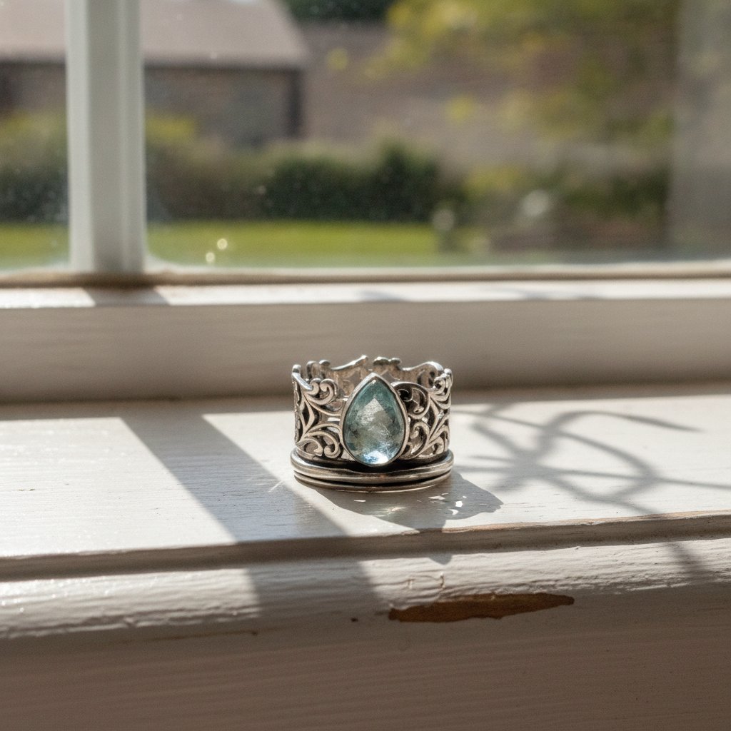 Opaalkleurige zilveren ring