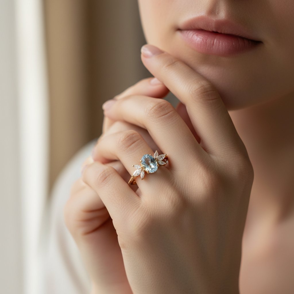 Anillo Nadia de aguamarina