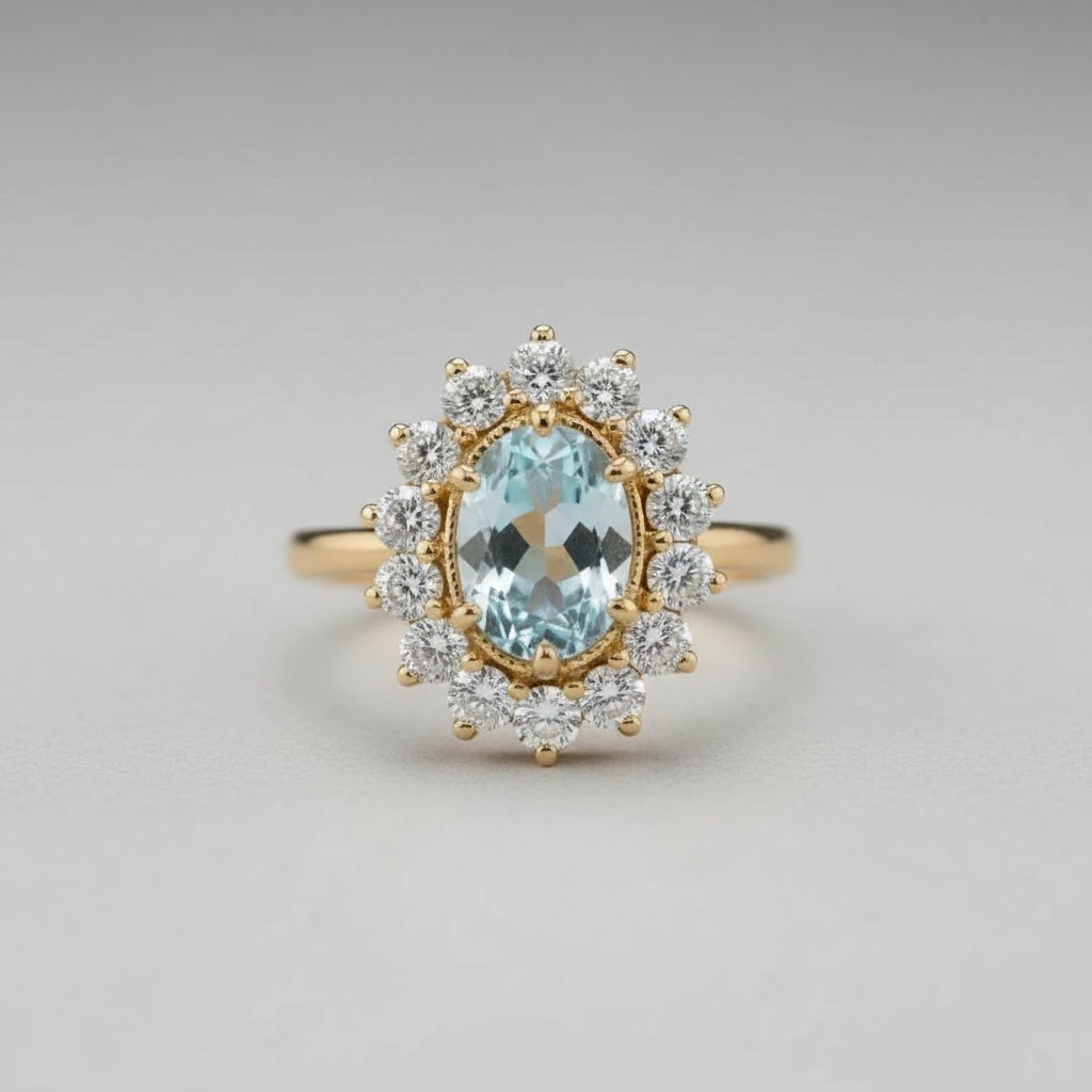 Bague Halcyon en aigue-marine