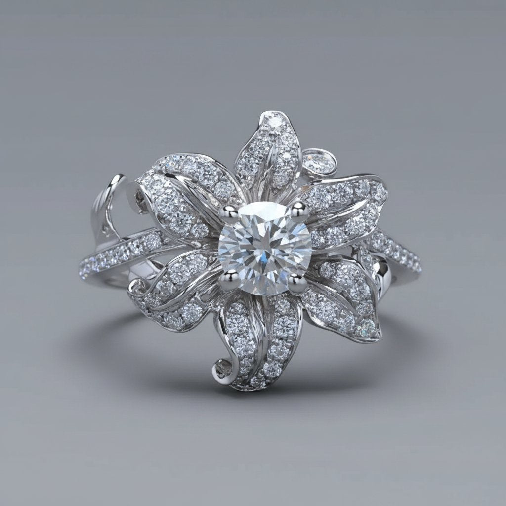 Anel Ottilie com diamantes