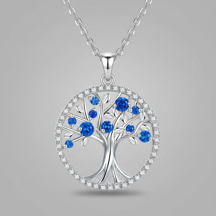 Levensboom Saffier Ketting | Witgoud