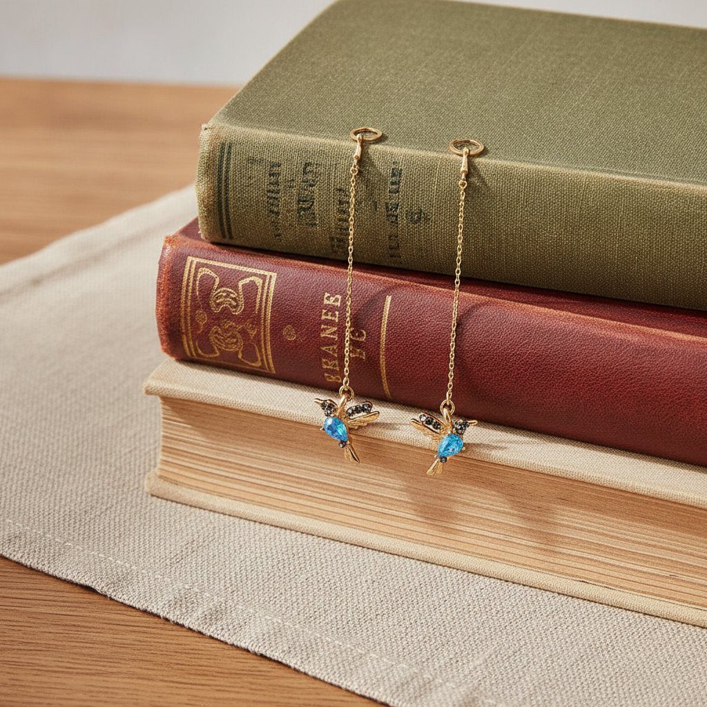 Boucles d'oreilles oiseau en cristal bleu