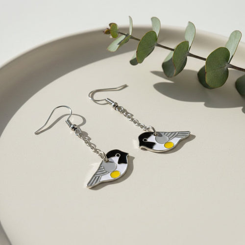 Boucles d'oreilles oiseau émaillé
