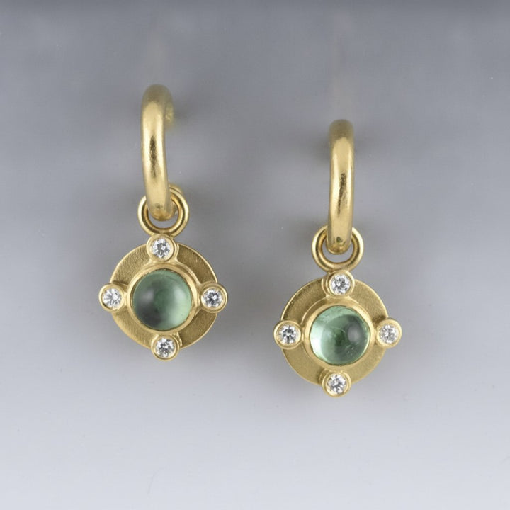 Boucles d'oreilles vintage zirconia vert en or