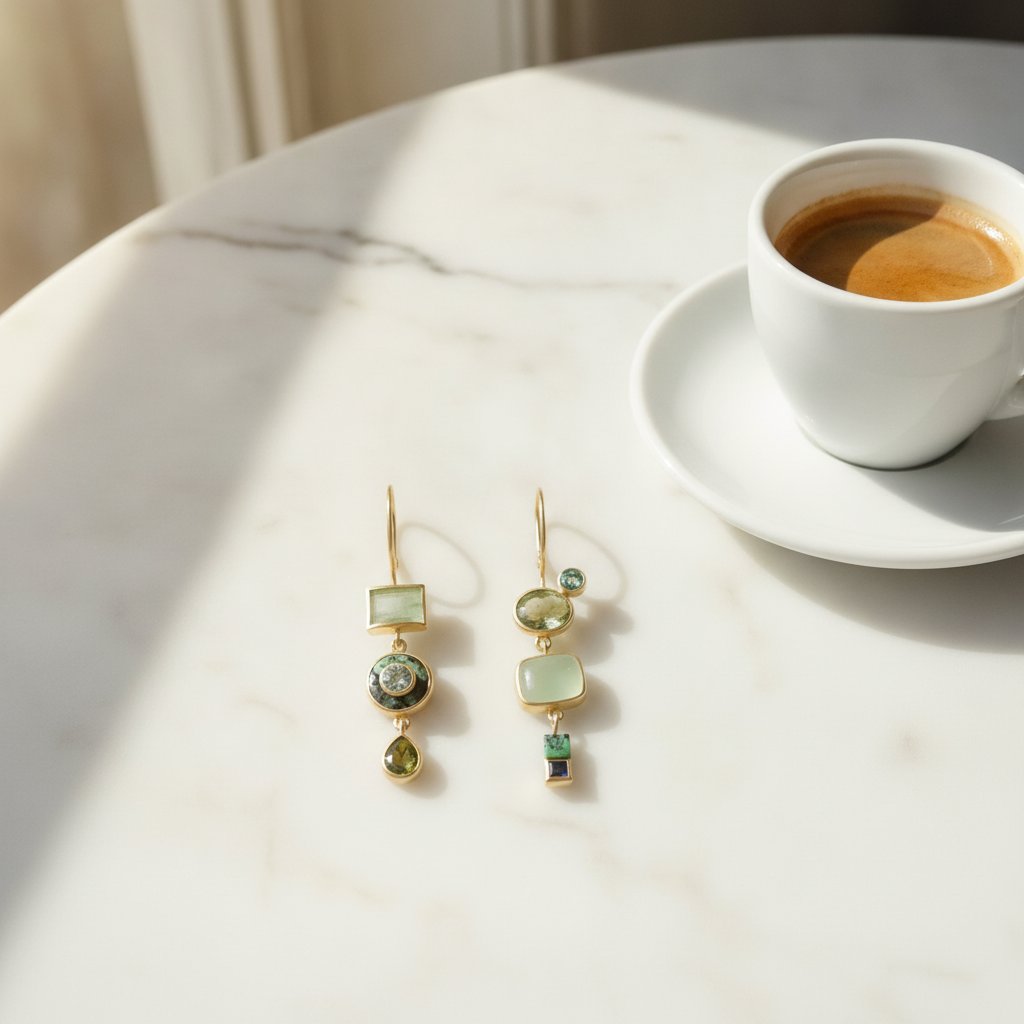 Boucles d'oreilles vintage pendantes vertes