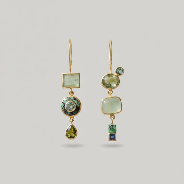 Boucles d'oreilles vintage pendantes vertes