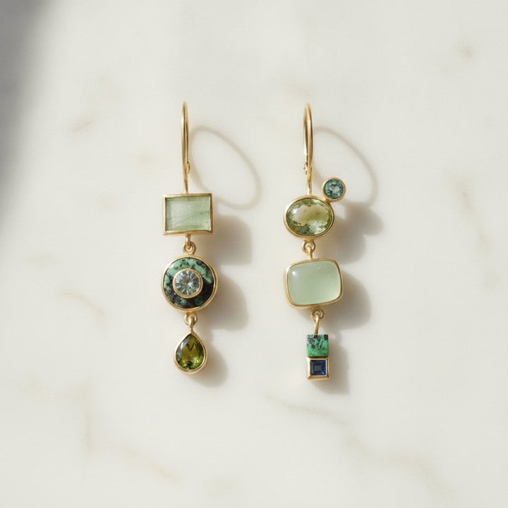 Boucles d'oreilles vintage pendantes vertes