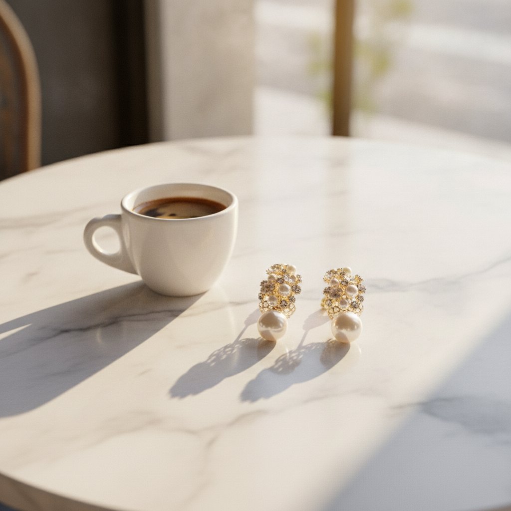 Pendientes elegantes con perlas hermosas