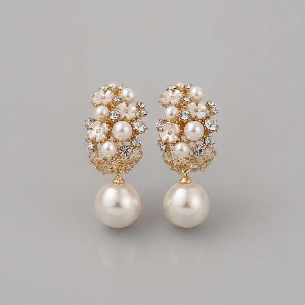 Pendientes elegantes con perlas hermosas