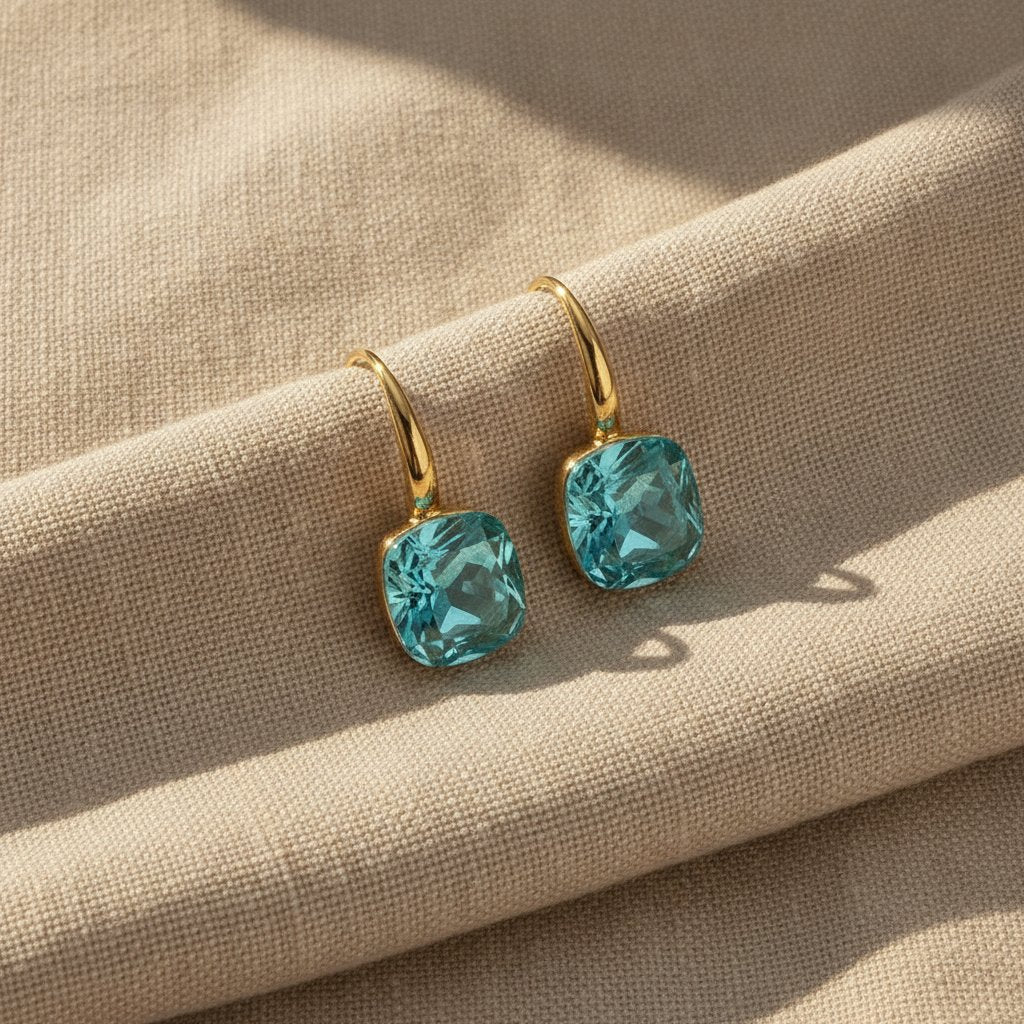 Boucles d'oreilles élégantes aqua