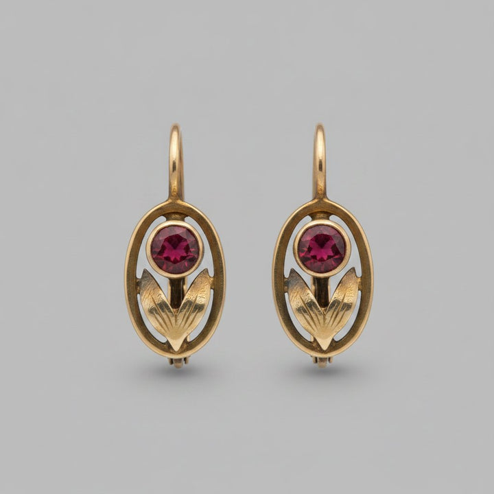 Granat Gold Kristall Ohrringe