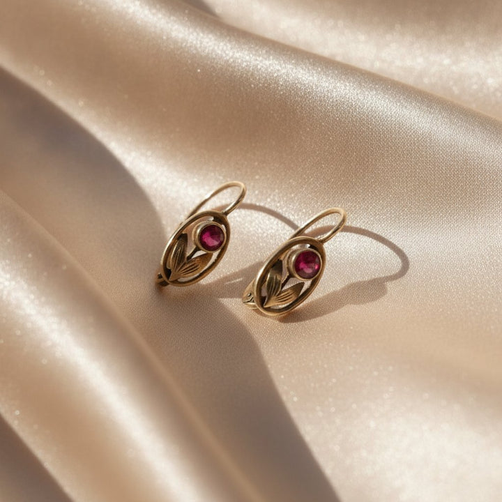 Granat Gold Kristall Ohrringe