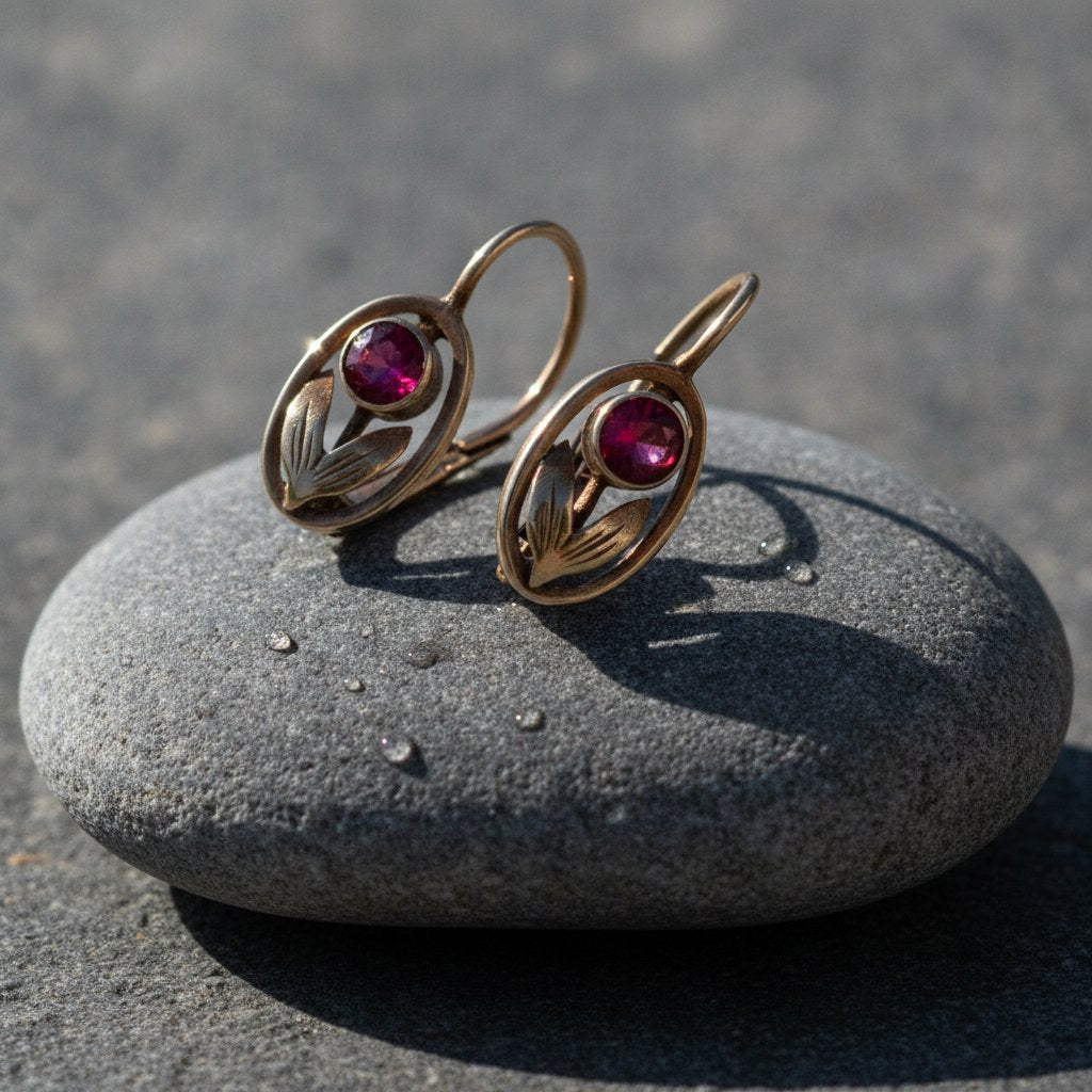 Granat Gold Kristall Ohrringe