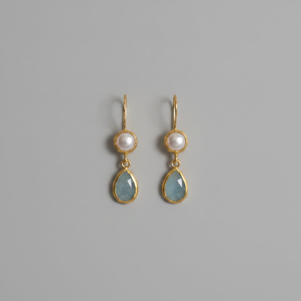 Orecchini vintage a goccia con perla blu