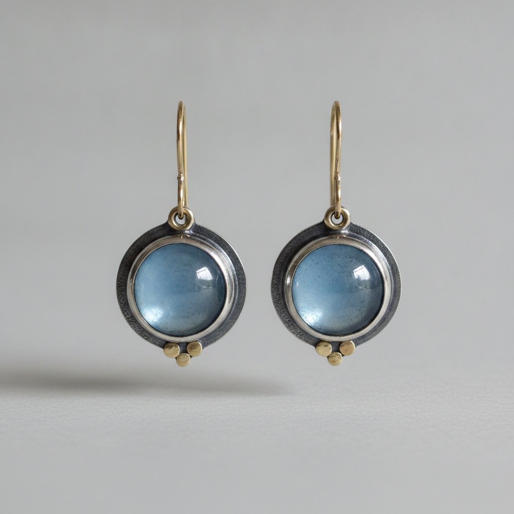 Vintage Blaue Mondstein Ohrringe
