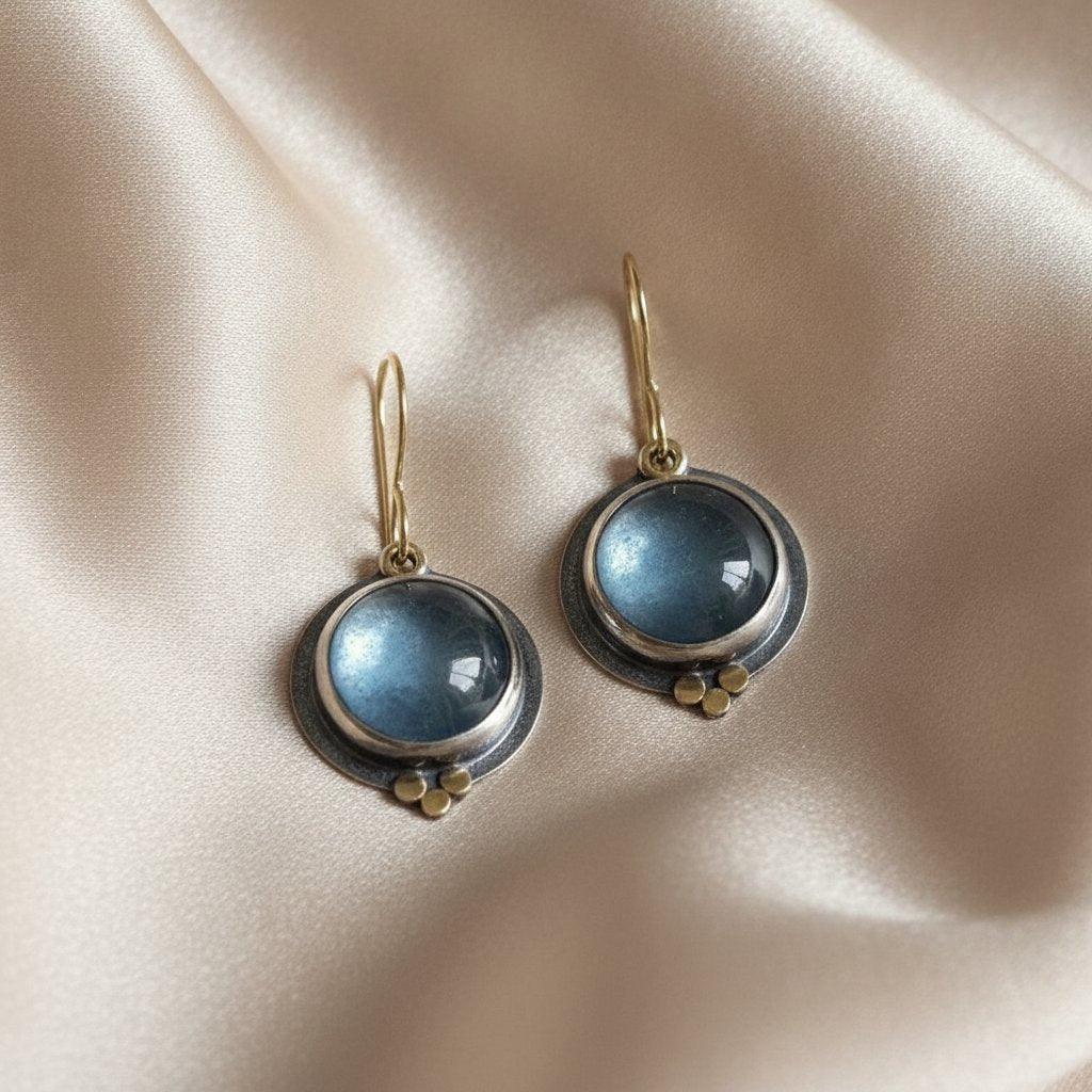Vintage Blaue Mondstein Ohrringe