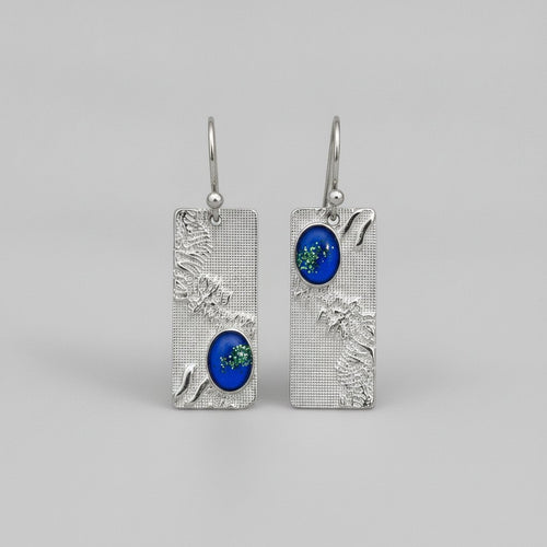 Orecchini boho con cristallo blu in argento sterling