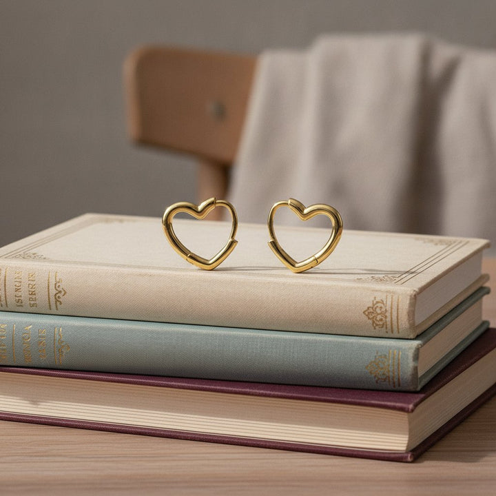 Boucles d'oreilles élégantes en forme de cœur en or